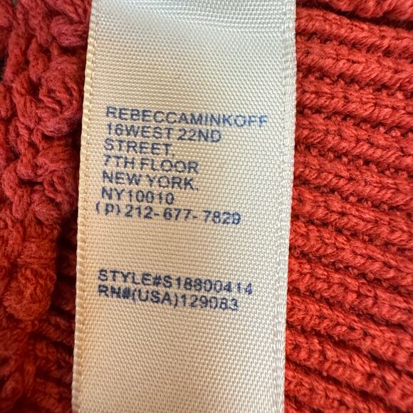 Rebecca Minkoff Women's Size Small Rust Orange Open Knit Bianca Sweater Boho - Picture 6 of 8